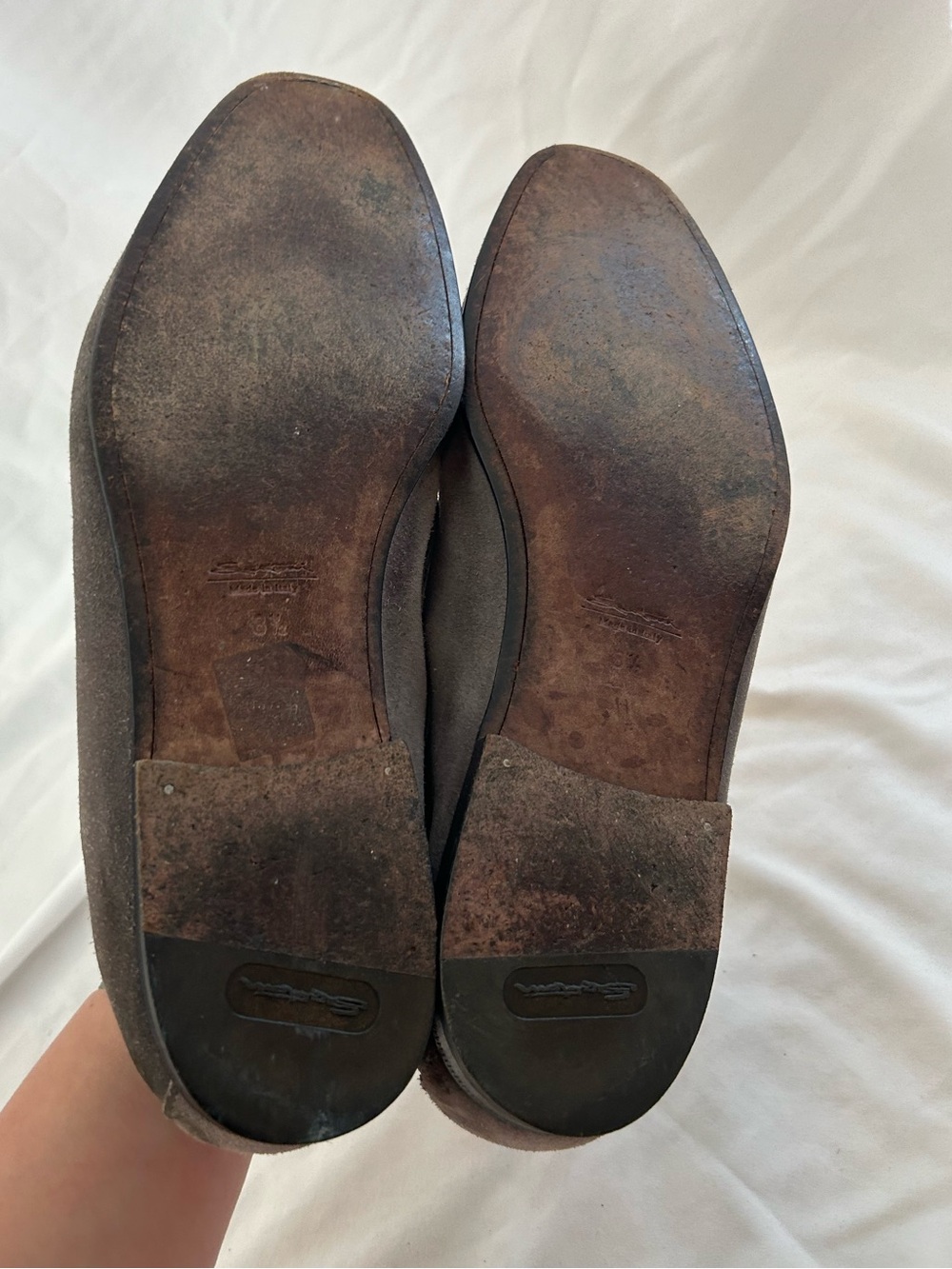 Santoni Men’s Leather Suede Horse Bit Slip on Loafers Sz 8.5 Grey - Picture 7 of 7